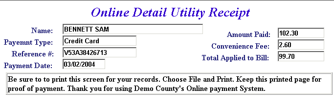 Pay another utility bill example