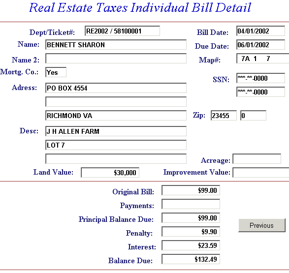 Bill detail example